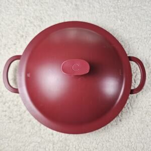 Curtis Stone Dura Pan 11" Braiser Sauté Pan Red Nonstick W Lid Dual Handle